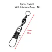 50 x High Quality Fishing Barrel Swivels+InterlockSnap Size 7#,Fishing Hooks