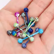 10PC Stainless Steel Ball Barbell Tongue Rings Nipple Piercing Body Jewelry Set