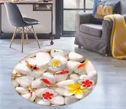 3D Cute Koi White Pebbles NBC495359 Game Rug Mat Elegant Photo Carpet Mat Romy