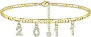 [Tummy Tub] Bracelets,Bracelet Jewellery,Anklet String Charm,Ring 24 of Feet with Personalized Anklets Filled Jewelr Beach Birth Year Anklets Women's Anklet of The Rings Illustrated (Color : B)
