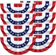 8 Pack American USA Pleated Half Fan Bunting Flags 1.5 X 3 Feet Bunting Flags Ou