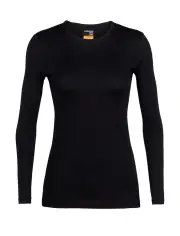 Icebreaker Oasis 200 Womens Long Sleeve Thermal Base Layer Crewe - Black - M