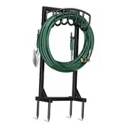 Garden Hose Holder with 4 Spikes & 2 Tool Hooks,Freestanding Water Hose