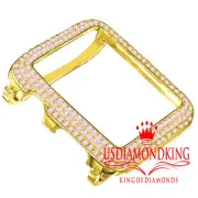 Apple Watch Pure Silver Bezel Rose Gold Pink Lab Diamond 42mm Fit Series # 2 & 3