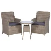 3 Piece Bistro Set with Cushions Poly Rattan Brown vidaXL