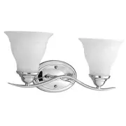 Trinity Collection 2-Light Etched Glass Traditional Bath Vanity Light Chrome