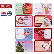 100x Christmas Sticker Self-adhesive Foil Gift Name Tags Xmas Kids Sealing Label