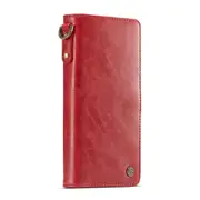 Crazy Horse Texture Magnetic Absorption Detachable Horizontal Flip Leather Protective Case for Galaxy S10e, with Lanyard & Card Slots & Wallet(Red)