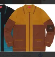 SUPREME COLOR BLOCKED ZIP UP SWEATER BROWN XL X-LARGE NEW