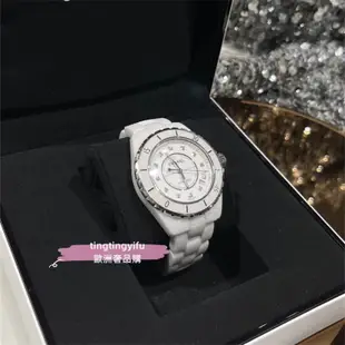 二手正品 CHANEL 香奈兒 J12 系列 白陶瓷 腕錶/石英錶 女士/手錶 33mm 38cm 手錶女生