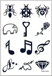 5 Pc Micro Tattoos Music Notes Tattoos Roses Temporary Tattoos Elephants Temporary Tattoos Semi-Permanent Tattoos Long-Lasting Tattoos Waterproof Fake Tattoos