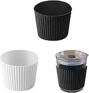 OBYJCA Coffee Cup Sleeve, 2Pcs Black and White Silicone Cup Covers for Drinks Heat-Resistant Silicone Nonslip Coffee Cup Sleeve Reusable Glass Bottle Mug Cup Sleeve Protector Cover