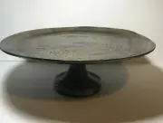 Large Round Pedestal Serving Platter Charcuterie Board, Rustic Iron! 18" Diam