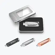 Custom OTG USB Flash Drive, 50 Pack Personalized Metal Swivel 4 in 1 Multifunctional Thumb Drive USB 3.0 Memory Stick, Ideal for Corporate Giveaways and Promotional Gifts (64 GB,with Metal Box)
