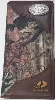 ZEP-PRO Missouri Tigers Leather & Nylon MOSSY OAK Camo WALLET BURLAP GIFT BAG