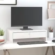 Wooden Monitor Stand with 2 Drawers, Computer Screen Riser Stand for Desktop, Modern Design, 50 x 27 x 15 cm, Solid Wood Pine