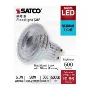 Satco S12375 - 5.5 Watt MR16 LED Floodlight - 5000K CCT - 120 V (2,6, or 12 PK)