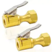 1/4” Heavy Duty Brass Air Chuck Lock-On Clip for Tire Inflator Gauge (2 Pack)