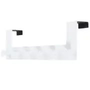 Over the Door Hooks Stainless Steel Door Coat with 6 Hooks, White