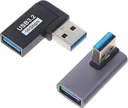 KONTONTY 2pcs USB Adapter Angled USB Connector USB Male to Female Right Angle Extension for Laptop High-Speed Data Transfer Space-Saving Design Versatile Compatibility