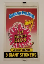 1986 GARBAGE PAIL KIDS Wrinkly Randy 5x7 GIANT STICKER CARD SEALED PACK Unopened