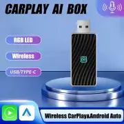 2 IN 1 Wired to Wireless CarPlay Adapter Android Auto Adapter Plug&Play RGB LED