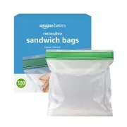 Amazon Basics Sandwich Bags 300ct – Reclosable, BPA-Free, Formerly Solimo