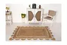 Natural Jute Scalloped Rug, Bohemian Area Rug, Boho Décor Indoor Outdoor Ju