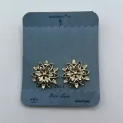 Sarah Coventry Book Piece Peta-Lure Gold Tone Clip-on Earrings 1960's