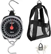 Mechanical Hanging Scales 550lb/250kg, Calf Sling and Hanging Weight Scale 2 in 1 Kit, Weighing Sling for Calves Lambs Goats Newborn Livestock Dogs, High Accuracy Spring Dial Weight Scale