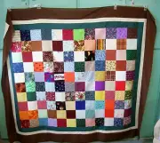 AF0659 Handmade by Seller Patchwork QUILT top TABLE TOPPER Earthy 71 x 62 Calico