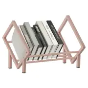19.7" Stainless Steel Desk Bookshelf, Tabletop Bookcase, Rose Gold