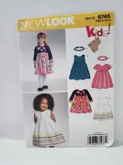 New Look Kids 6745 Childs Size 1/2-4 Dress & Headband Uncut 2007