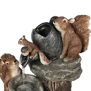 Garden Statue Solar Lights Animal Garden Statue with Solar Led Lights Resin Duck Squirrel Water Fountain Statue for Outdoor Patio Decor
