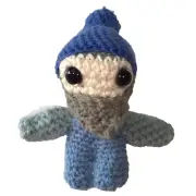 Bearded Dwarf Doll Amigurumi Crochet Handmade Blue Gray Fairy Tale Folk