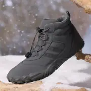 Fur Lined Snow Boot Ankle Snow Shoes Women Men for Walking Hiking (Grey 42)