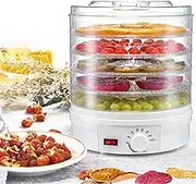 Food Dehydrator, 5-Tier Fruit Vegetable Dryer Machine, Adjustable Temperature Control 35-70°C, 360° Hot Air Circulation, Removable Trays, for Jerky, Meat, Fruit, Vegetables and Healthy Snacks