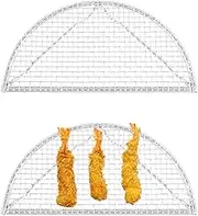 PAVIKE Frying Net, Set of 2, Oil Cutting Net, Diameter 5.9 inches (15 cm), Half Moon Net, Stainless Steel, For Frying Pans, High Temperature Resistant, Dishwasher Safe, Oil Grid, Tempura, Tonkatsu Net