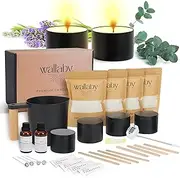 Luxury Modern Candle Making Kit with Premium 100% Natural Soy Wax and 4 Large 8oz Black Tins, DIY Candle Making Kit for Adults