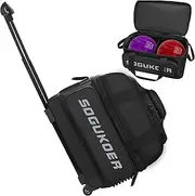 Double Wheel Trolley Bowling Bag Double Roller 2 Ball Bowling Can Be Placed Shoes Retractable Handle Extends to 40"