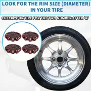 4 Pcs R15 / 15 Inch Universal Wheel Rim Hub Cover Wheel Hub Caps Red Black