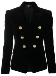 Balmain Velvet 6 Button Blazer NWT Sz 46 US 14 $2795 Black