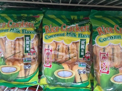 Pack of 3 Bin Bin Rice Crackers, Coconut Milk Flavor, 5.3 oz Each Pack