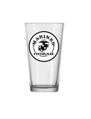 US Marines - Oorah - 16oz Pint Beer Glass Barware Seltzer Cocktail Drinkware Tea