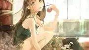 Anime girls original characters pocky brunette keepout Playmat Game Mat Desk