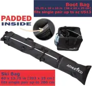 Athletico Black Padded Ski & Boot Bag Combo - Skis Up to 200cm Boots Up To Sz 13