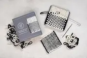 Harrisville Designs Friendly Loom 50th Anniversary Traditional 7" Potholder Loom Kit with Black and Winter White Cotton Loops Make 4 Potholders, Weaving Crafts for Kids & Adults, Made in The USA