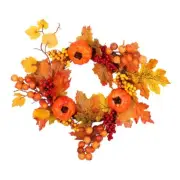 Fall LED Lighted Door Wreath Artificial Maple Leaf Pumpkin Thanksgivings Garland