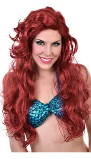 Mermaid Womens Wavy Red Costume Wig