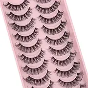 False Eyelashes, D Curl, Russian Stripes, False Eyelashes, Manga Lashes, Natural Looking False Eyelashes That Look Like Individual Clusters, Wispy Mink Eye Lashes Pack (H027)